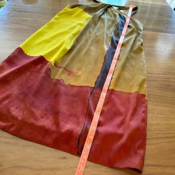 Vince Dress Size 10 Stretch Silk Charmeuse Twisted Halter Abstract Color Block - Picture 10 of 10